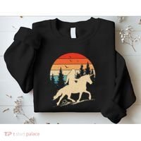 Bigfoot Riding Unicorn! Funny Sasquatch Unicorn Retro Sunset Sweatshirt thumb 2