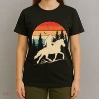 Bigfoot Riding Unicorn! Funny Sasquatch Unicorn Retro Sunset T-Shirt thumb 4