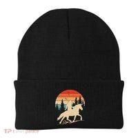 Bigfoot Riding Unicorn! Funny Sasquatch Unicorn Retro Sunset Beanie thumb 0