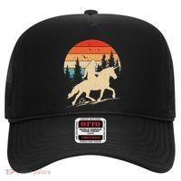 Bigfoot Riding Unicorn! Funny Sasquatch Unicorn Retro Sunset Hat thumb 0