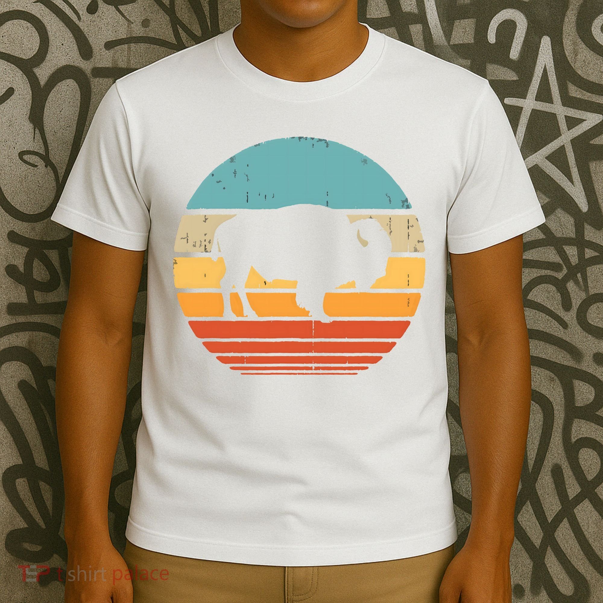 Bison Retro Vintage 60s 70s Sunset Buffalo Mammal Animal Men T-Shirt