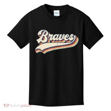 Braves Retro Vintage Baseball Kids T-Shirt