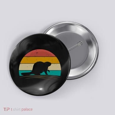Beaver Retro Vintage Beaver Lover Button