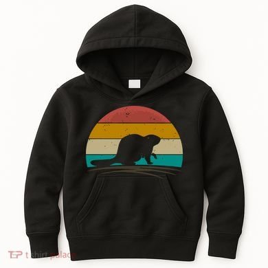 Beaver Retro Vintage Beaver Lover Kids Hoodie