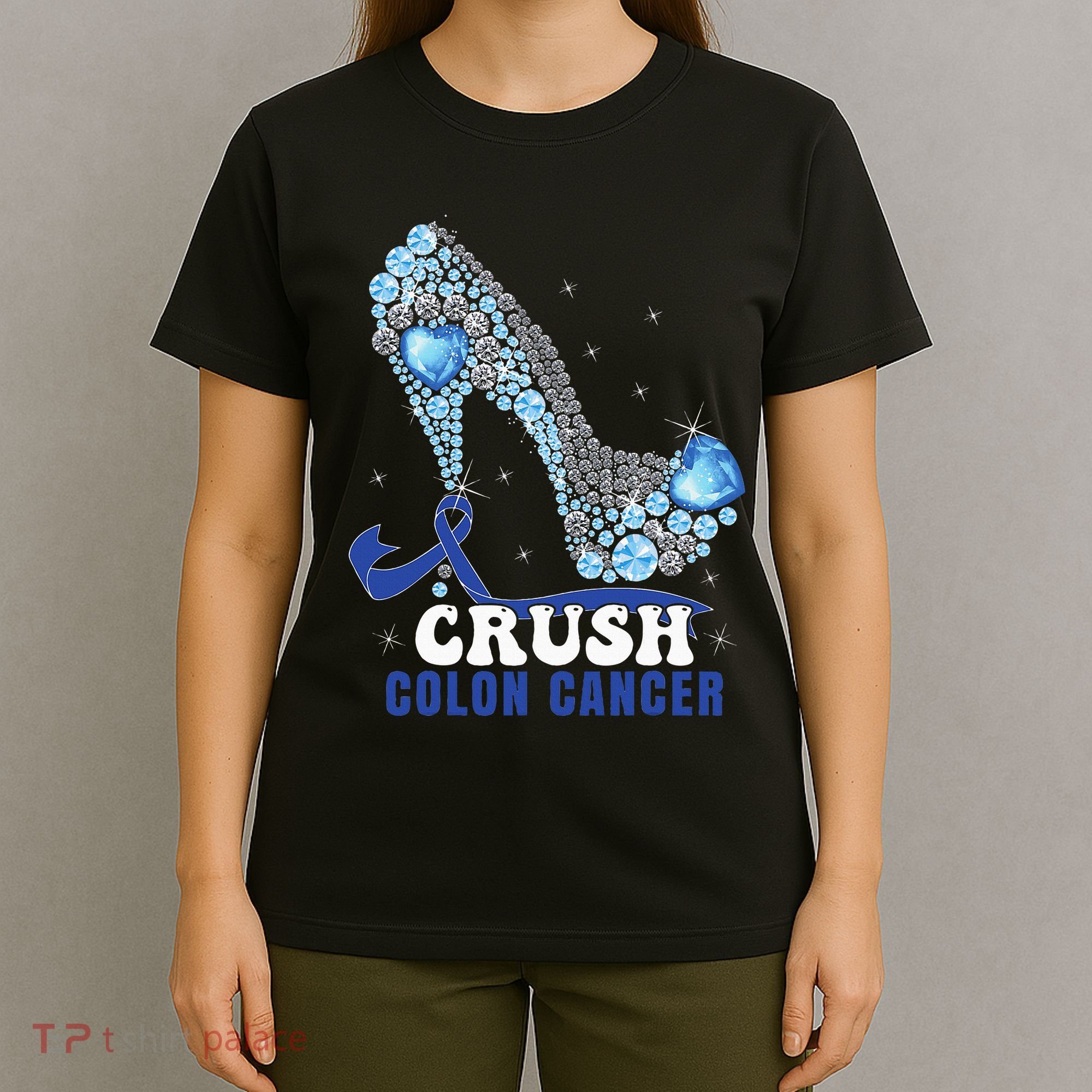 Blue Ribbon Women Colonscopy Colorectal Colon Cancer T-Shirt