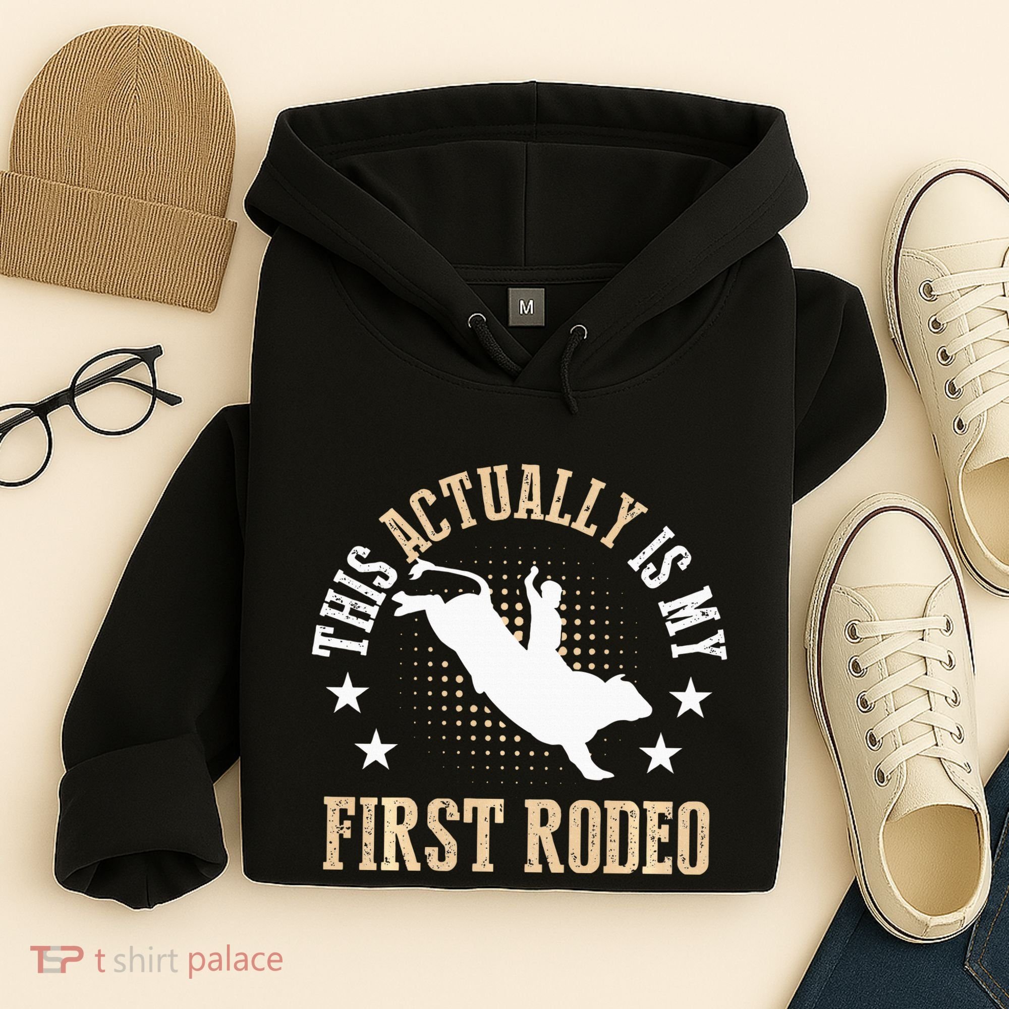 Bull Riding Western Cowboy This Actually Is My First Rodeo Hoodie