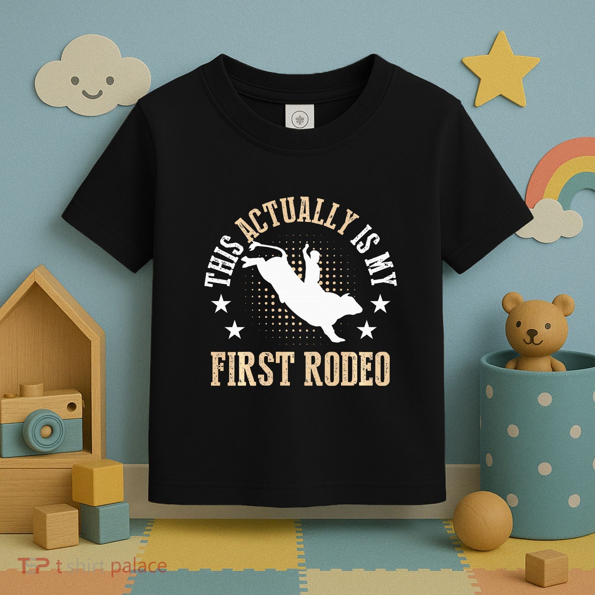 Bull Riding Western Cowboy This Actually Is My First Rodeo Toddler T-Shirt