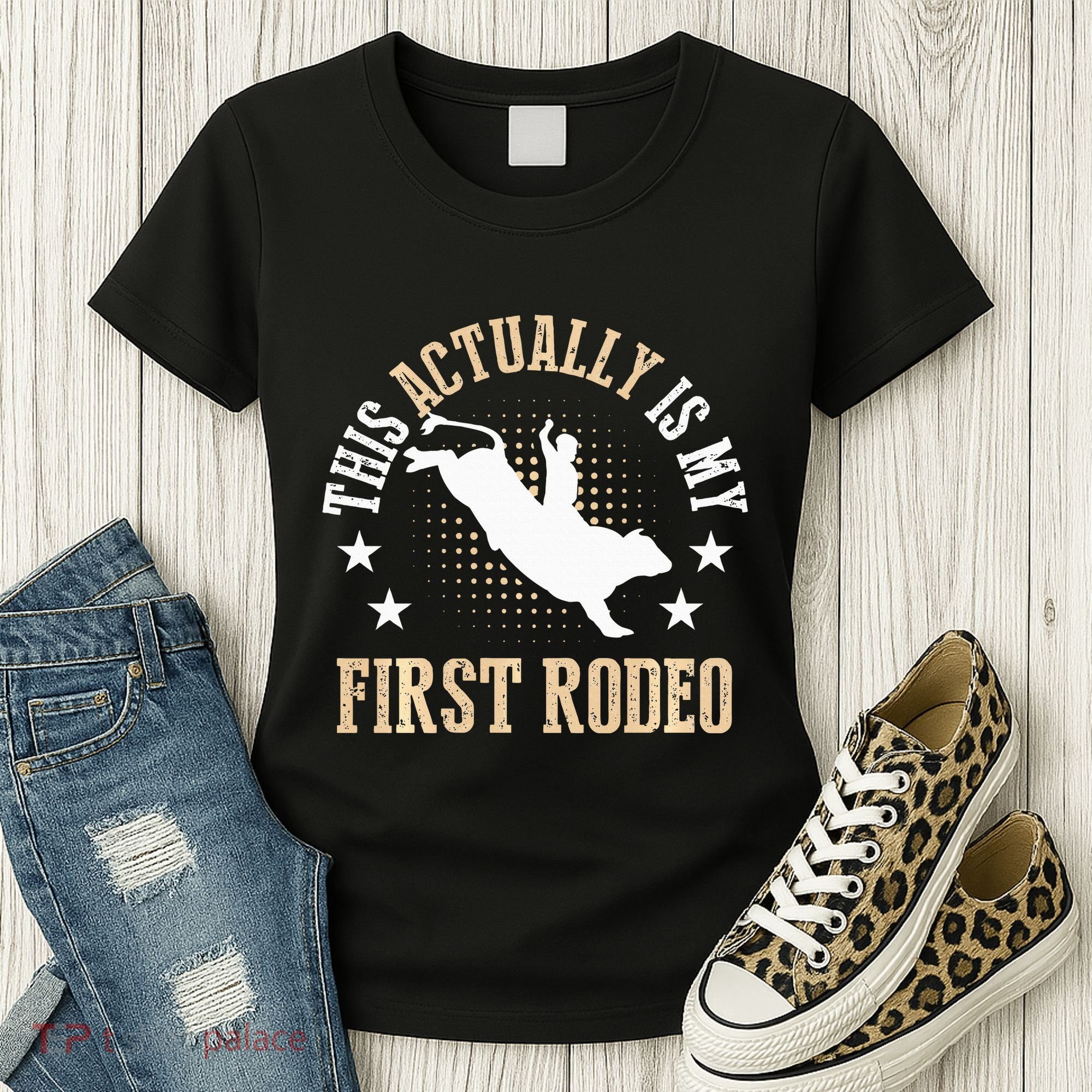 Bull Riding Western Cowboy This Actually Is My First Rodeo Women's T-Shirt