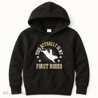 Bull Riding Western Cowboy This Actually Is My First Rodeo Kids Hoodie thumb 0