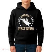 Bull Riding Western Cowboy This Actually Is My First Rodeo Kids Hoodie thumb 4