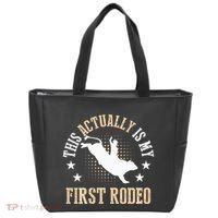 Bull Riding Western Cowboy This Actually Is My First Rodeo Tote Bag thumb 0