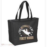 Bull Riding Western Cowboy This Actually Is My First Rodeo Tote Bag thumb 2