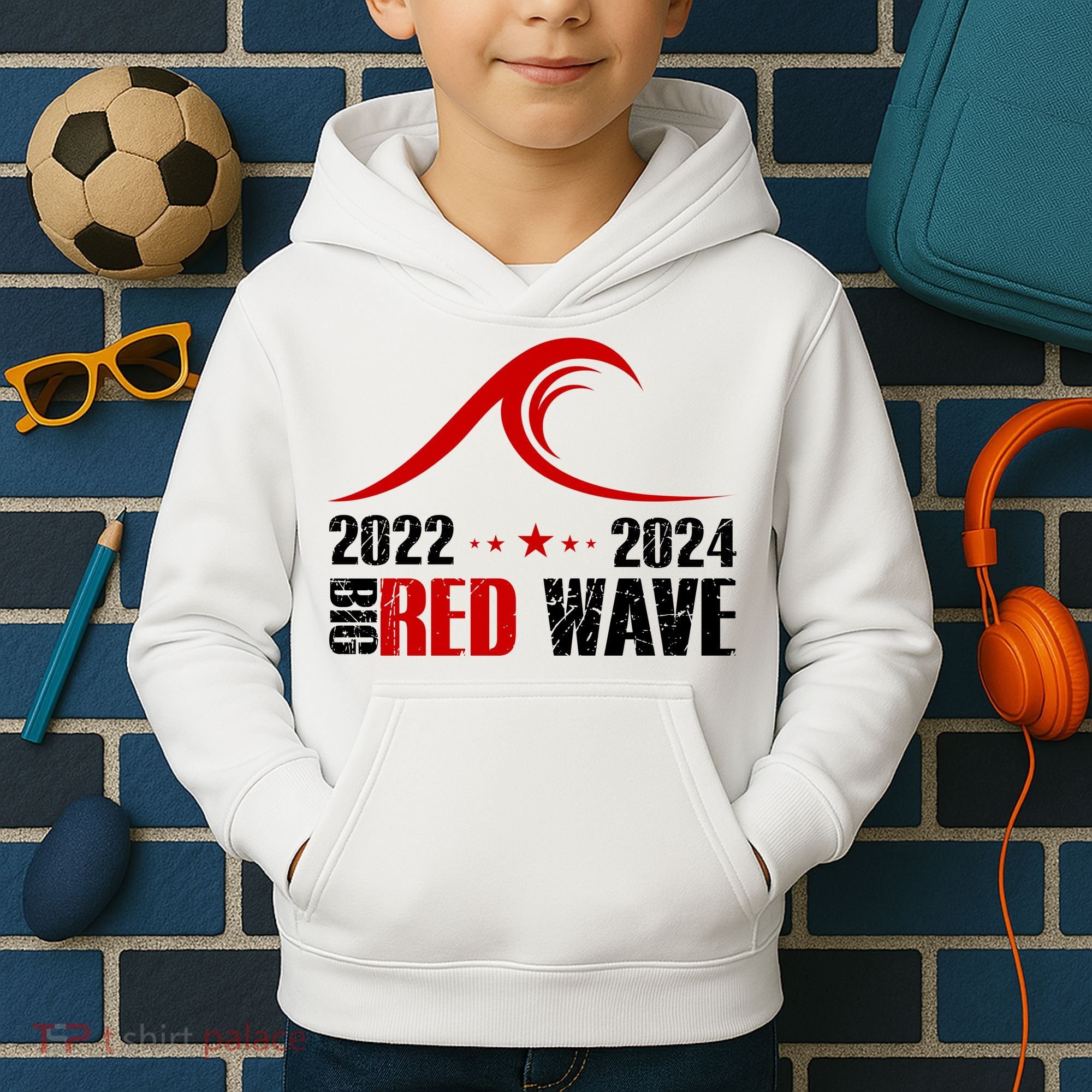 Big Red Wave Pro Republican 2024 Kids Hoodie