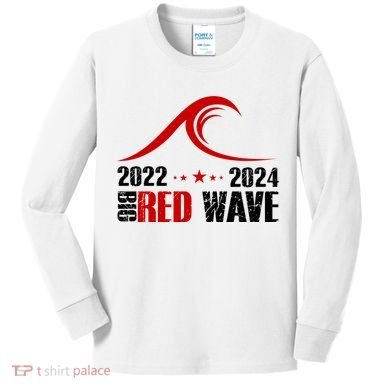 Big Red Wave Pro Republican 2024 Kids Long Sleeve Shirt