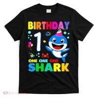 Birthday Shark 1st Girl One 1 Year Old Family T-Shirt thumb 0