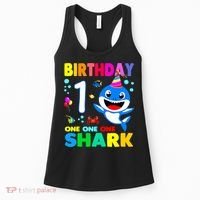Birthday Shark 1st Girl One 1 Year Old Family Women's Tank Top thumb 0