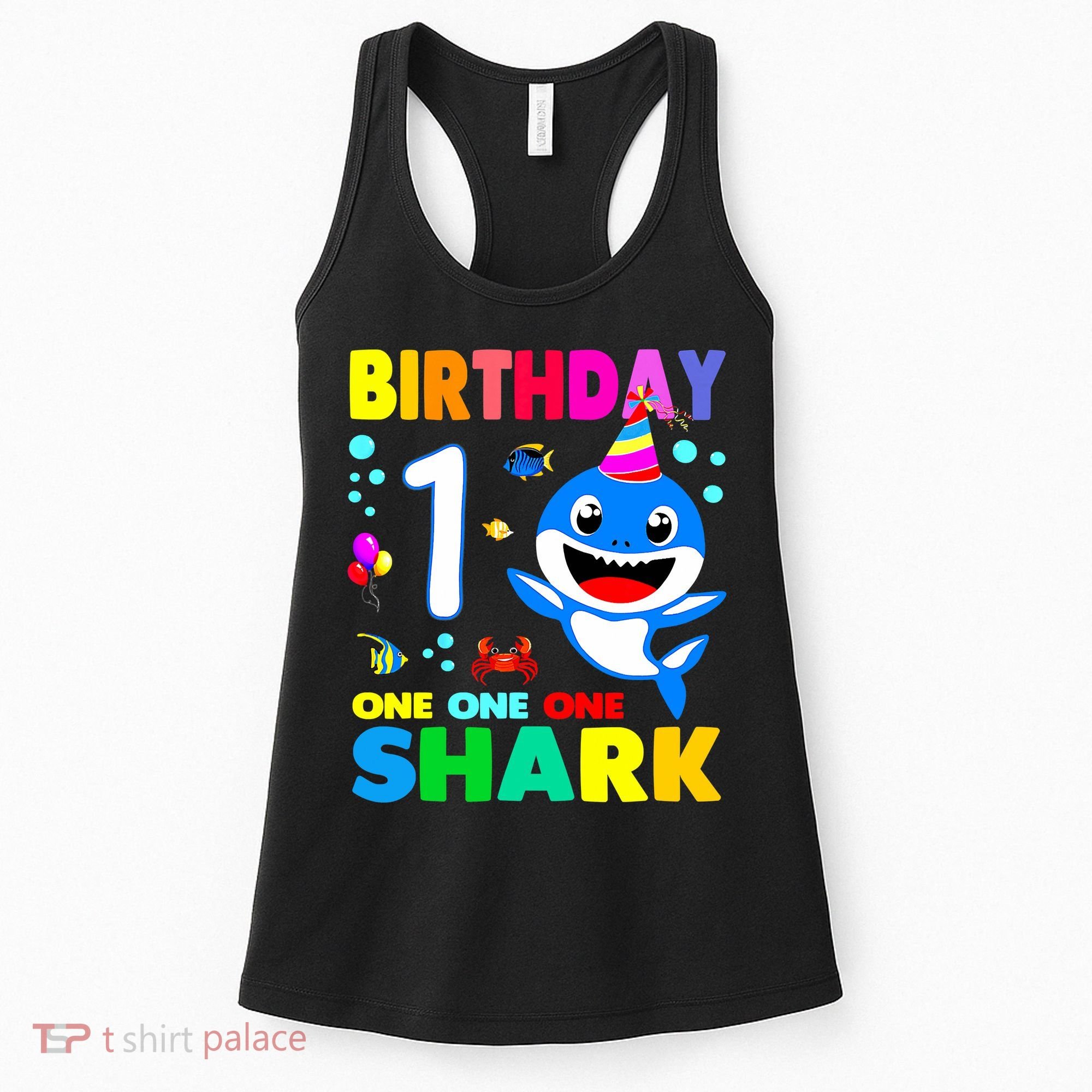 Birthday Shark 1st Girl One 1 Year Old Family Women's Tank Top