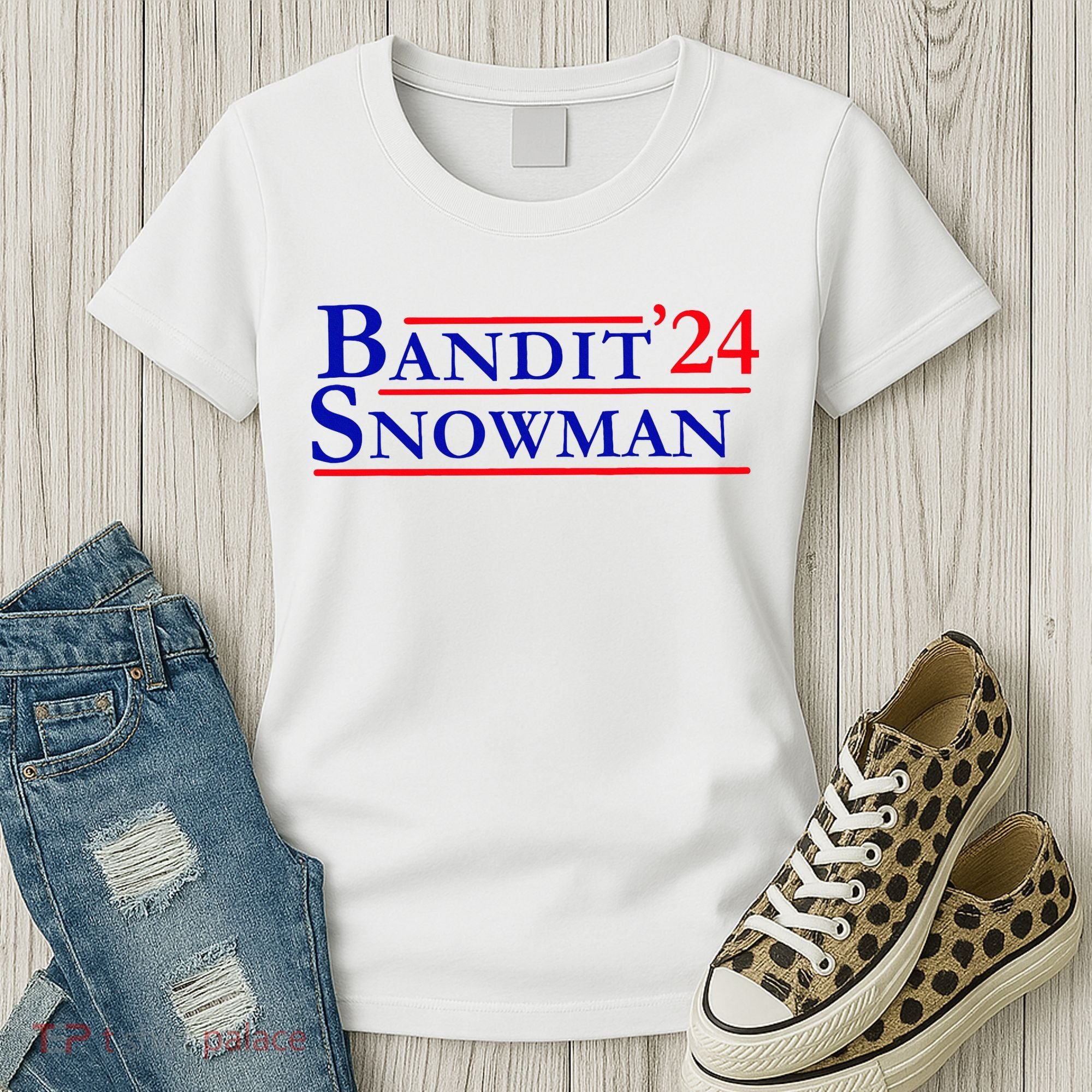Bandit Snowman 24 Retro Election Style Funny 2024 Bandit Women's T-Shirt
