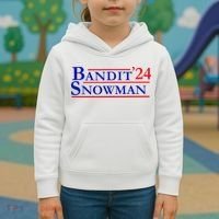 Bandit Snowman 24 Retro Election Style Funny 2024 Bandit Kids Hoodie thumb 3