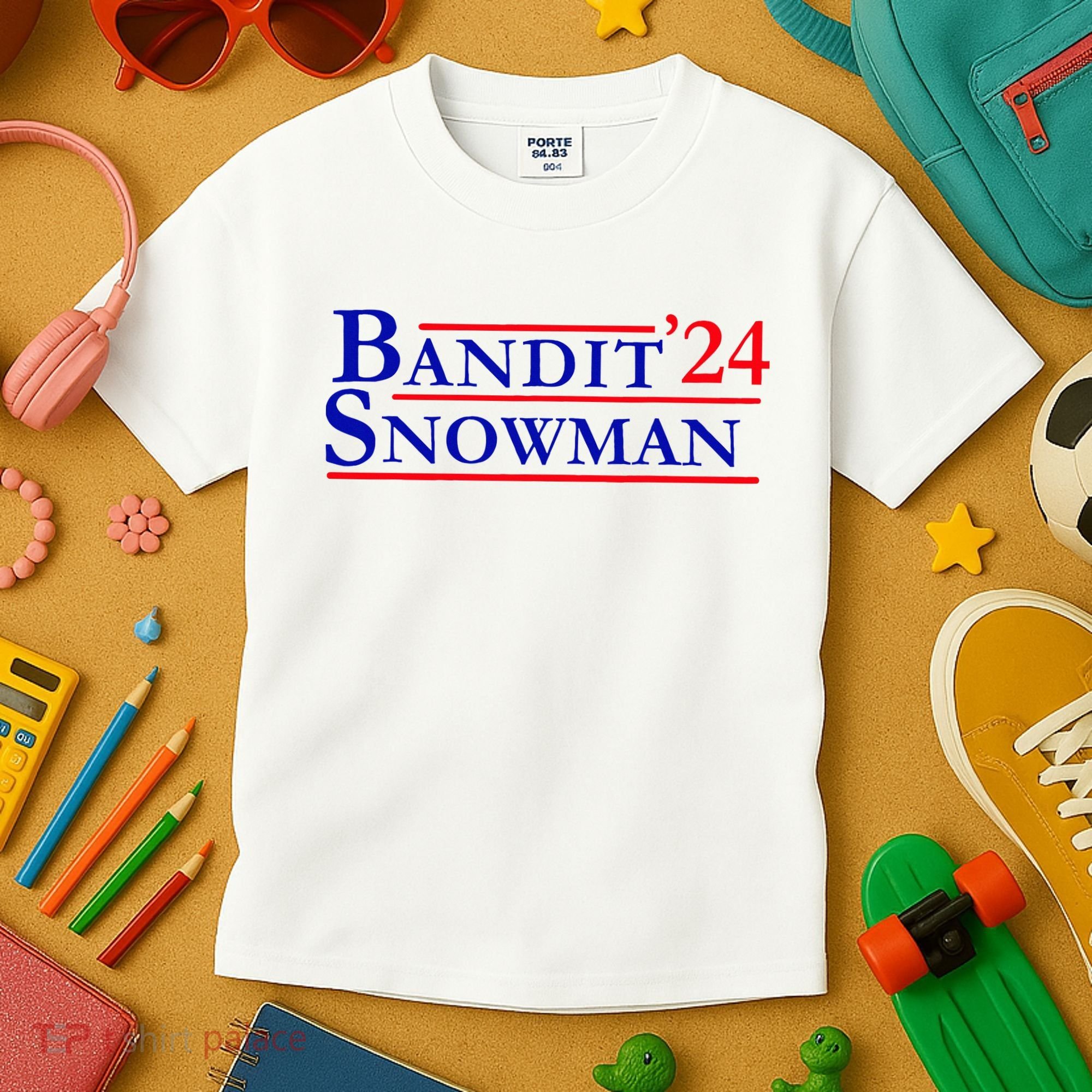 Bandit Snowman 24 Retro Election Style Funny 2024 Bandit Kids T-Shirt