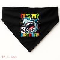 Birthday Shark 3 Year Old 3rd Birthday Matching Family USA-Made Doggie Bandana thumb 0