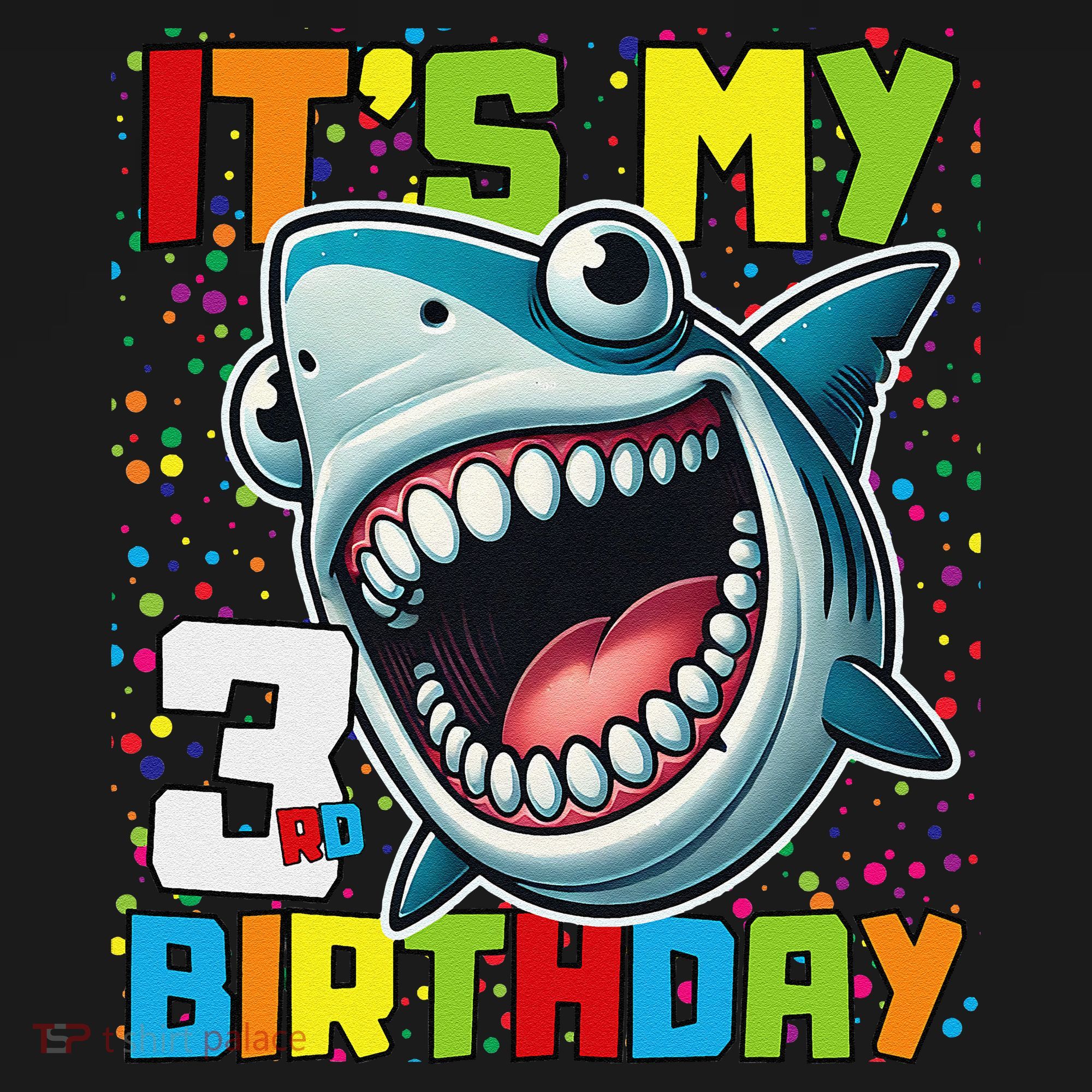 Birthday Shark 3 Year Old 3rd Birthday Matching Family USA-Made Doggie Bandana