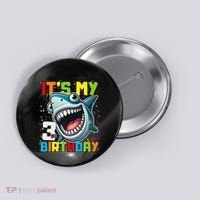 Birthday Shark 3 Year Old 3rd Birthday Matching Family Button thumb 0