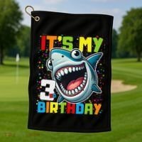 Birthday Shark 3 Year Old 3rd Birthday Matching Family Golf Towel thumb 1