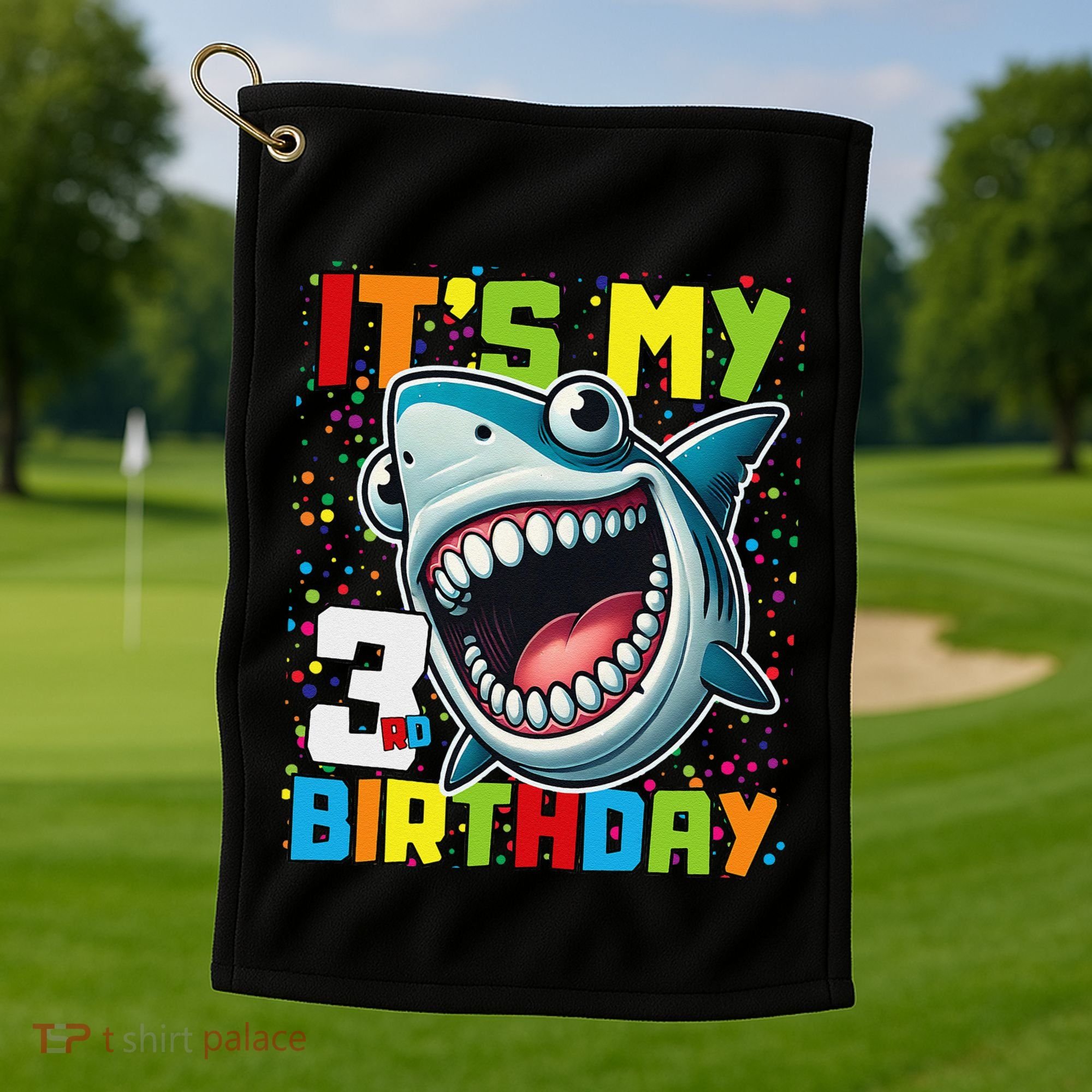 Birthday Shark 3 Year Old 3rd Birthday Matching Family Golf Towel