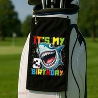 Birthday Shark 3 Year Old 3rd Birthday Matching Family Golf Towel thumb 2