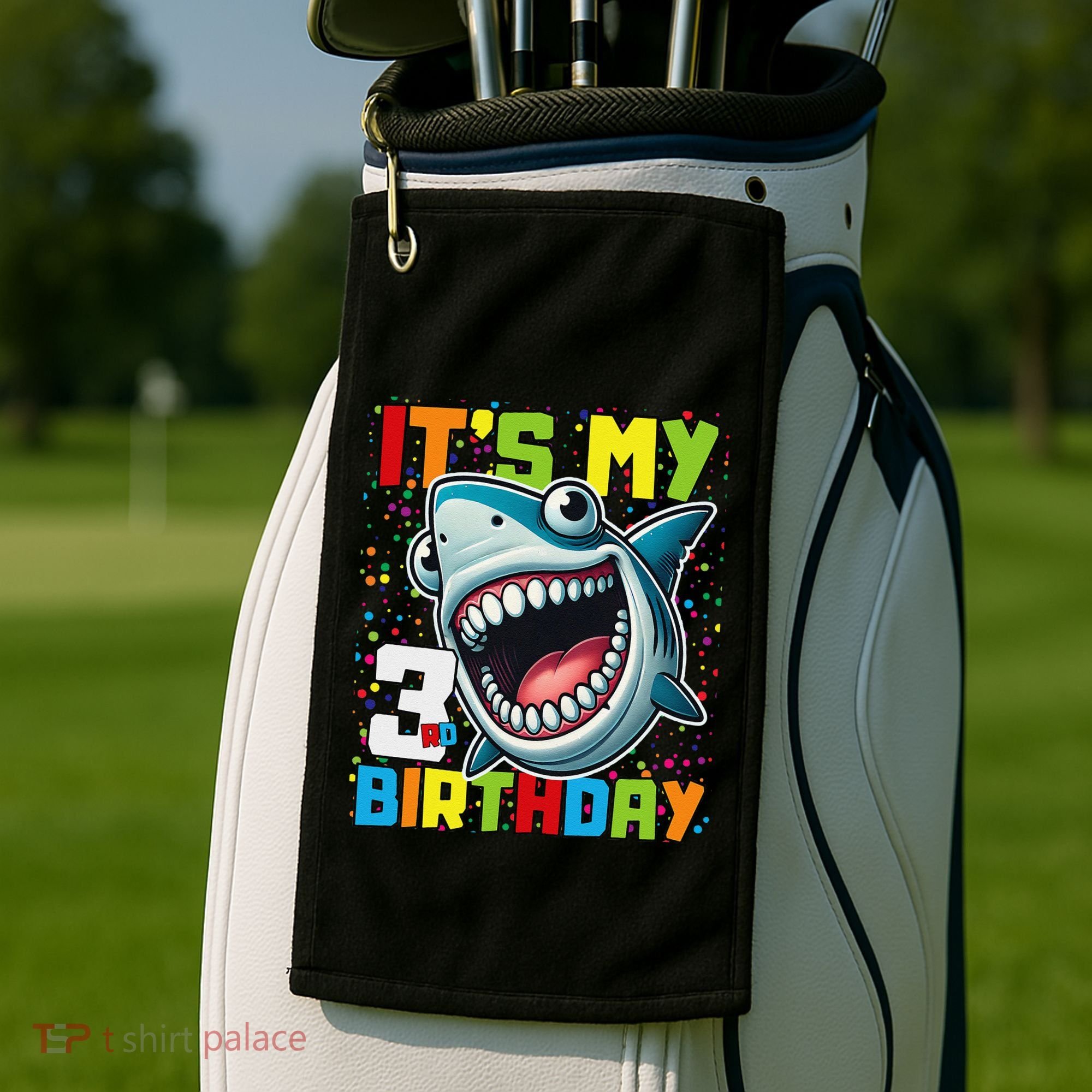 Birthday Shark 3 Year Old 3rd Birthday Matching Family Golf Towel
