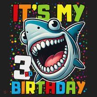 Birthday Shark 3 Year Old 3rd Birthday Matching Family Golf Towel thumb 3