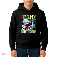 Birthday Shark 3 Year Old 3rd Birthday Matching Family Kids Hoodie thumb 4