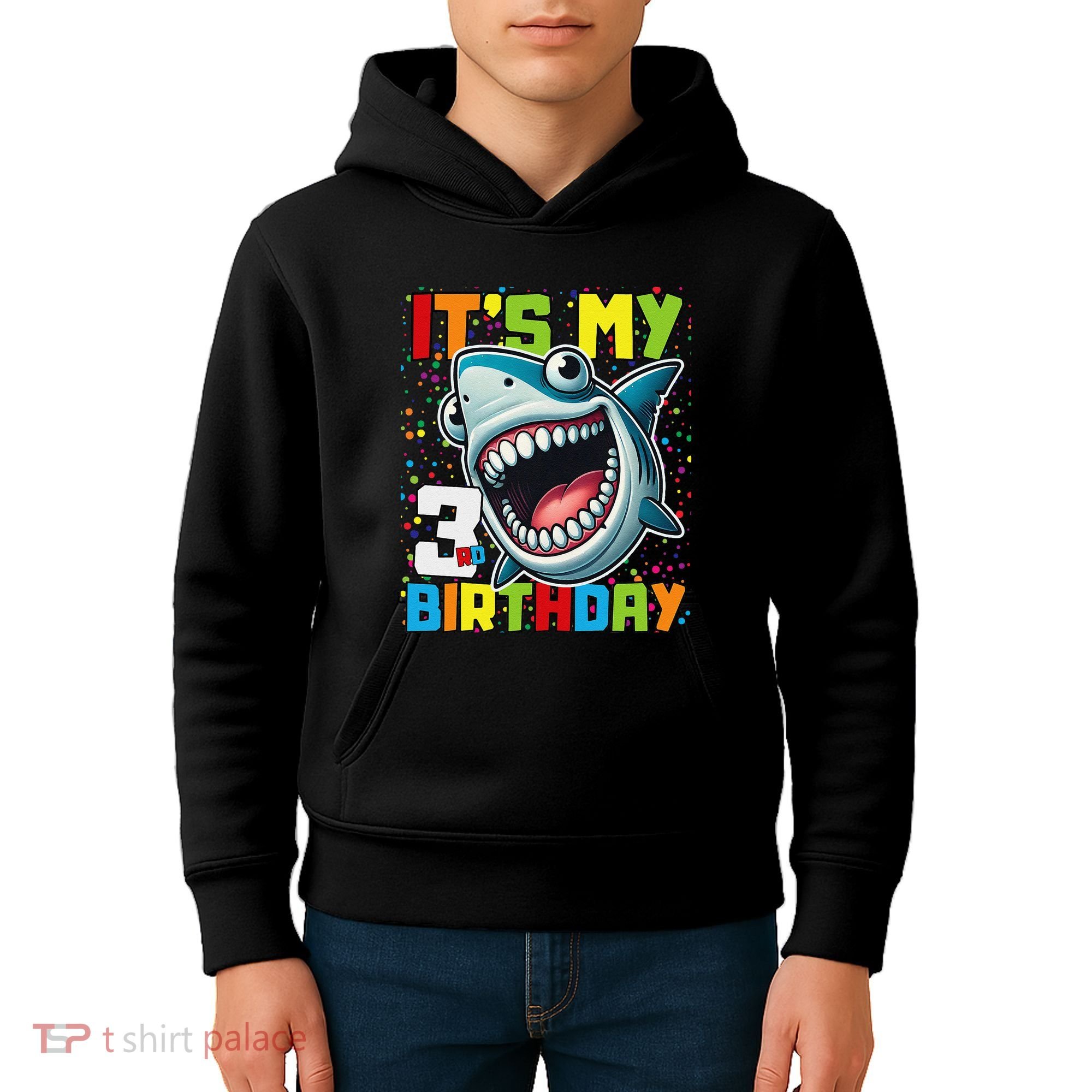 Birthday Shark 3 Year Old 3rd Birthday Matching Family Kids Hoodie
