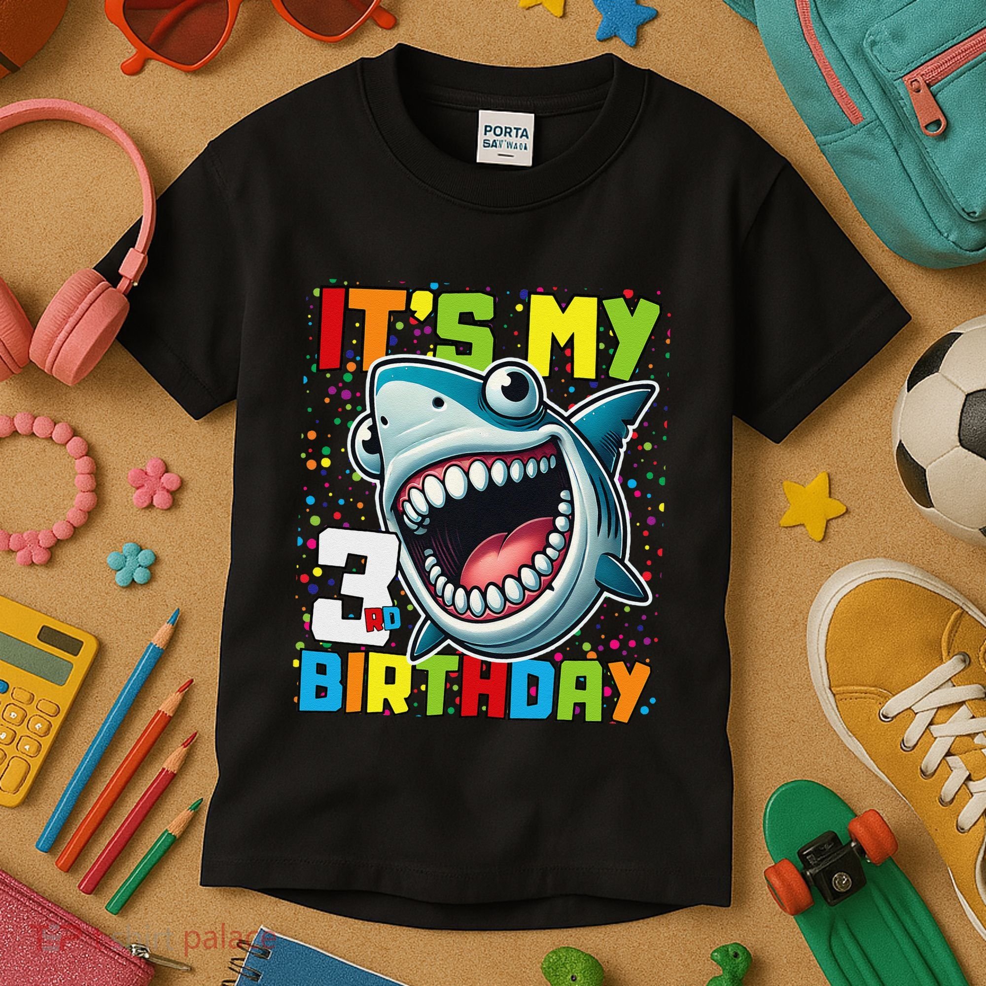 Birthday Shark 3 Year Old 3rd Birthday Matching Family Kids T-Shirt