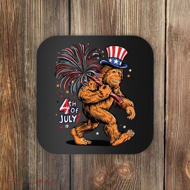 Bigfoot Sasquatch 4th Of July Fireworks Coaster