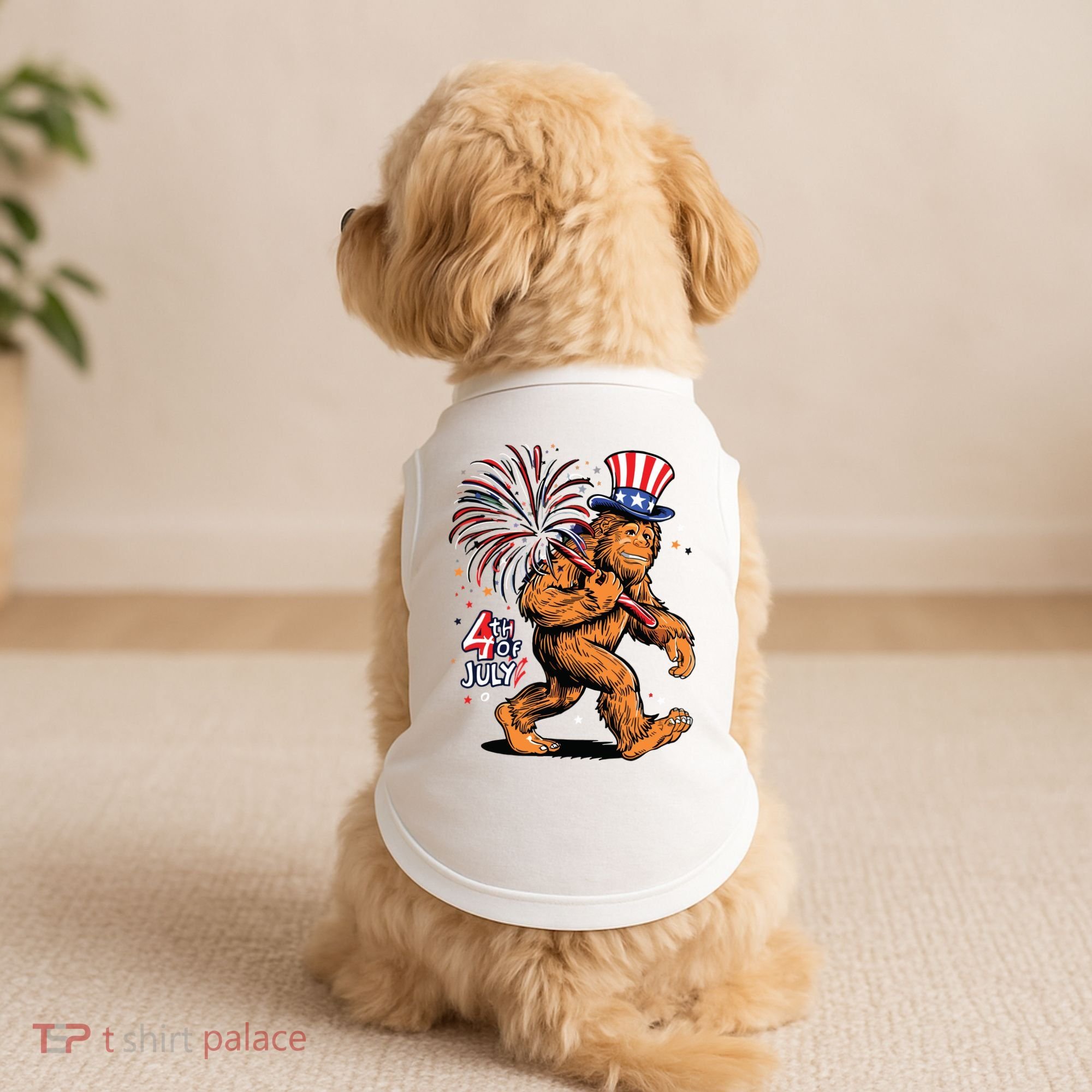 Bigfoot Sasquatch 4th Of July Fireworks Doggie Tank