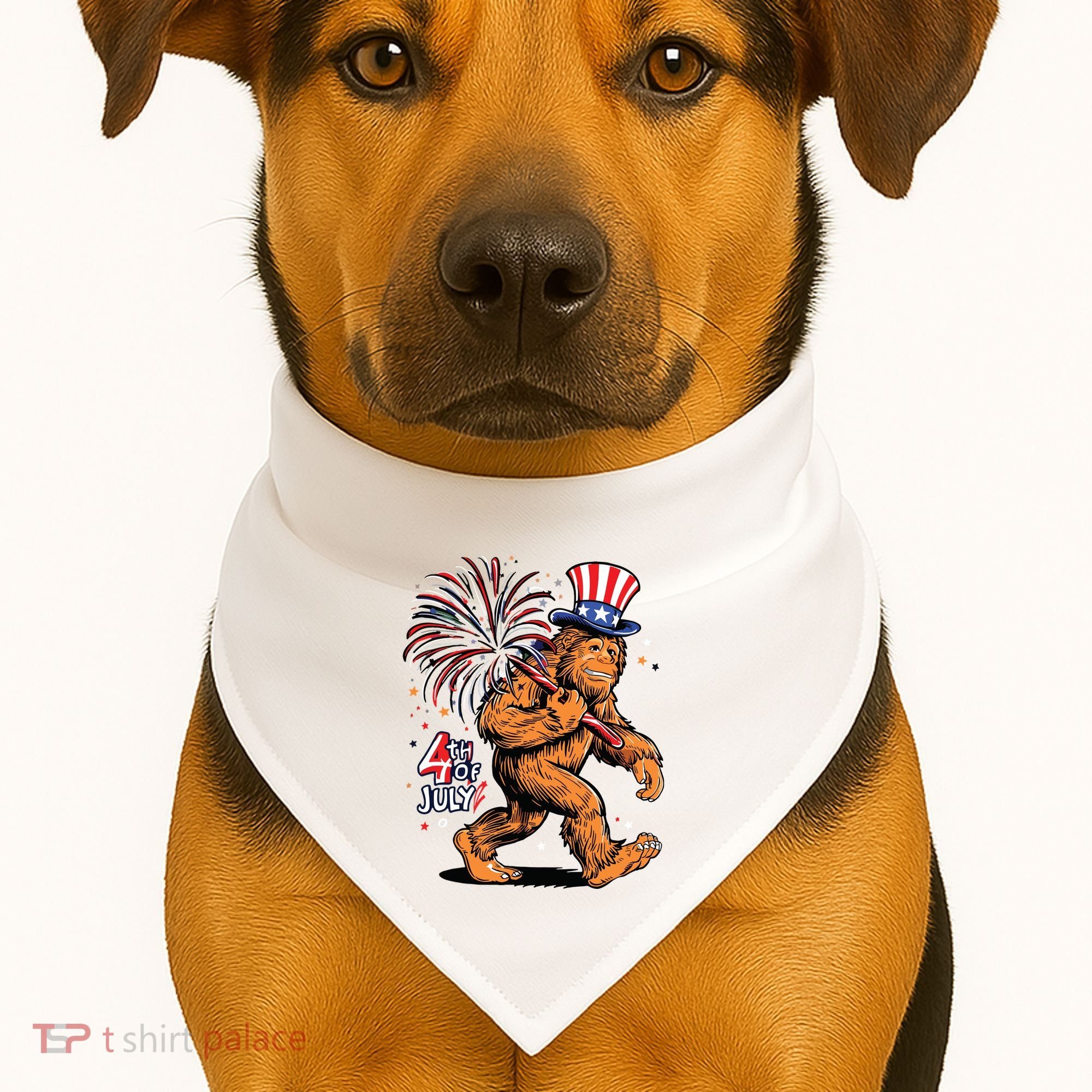 Bigfoot Sasquatch 4th Of July Fireworks USA-Made Doggie Bandana
