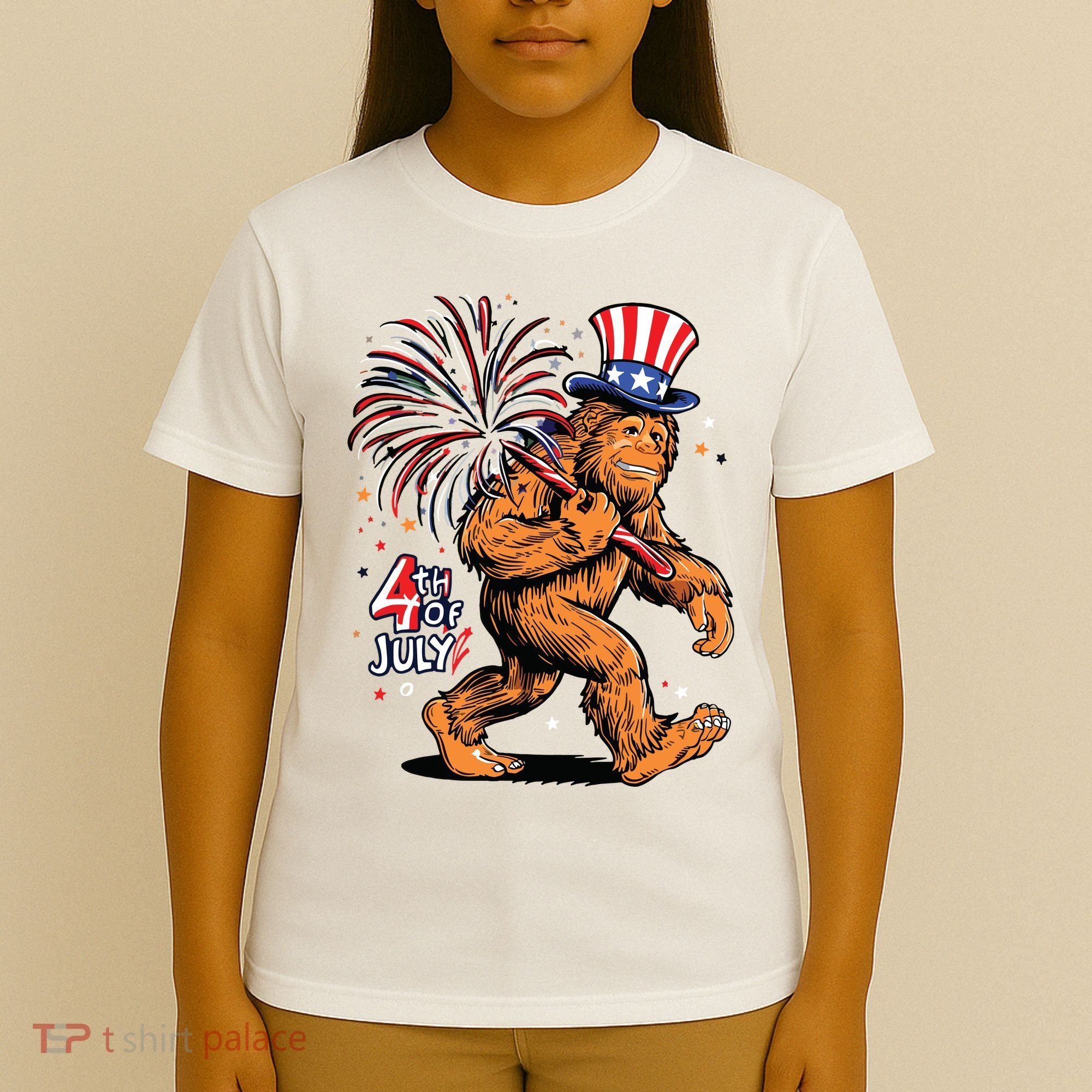 Bigfoot Sasquatch 4th Of July Fireworks T-Shirt
