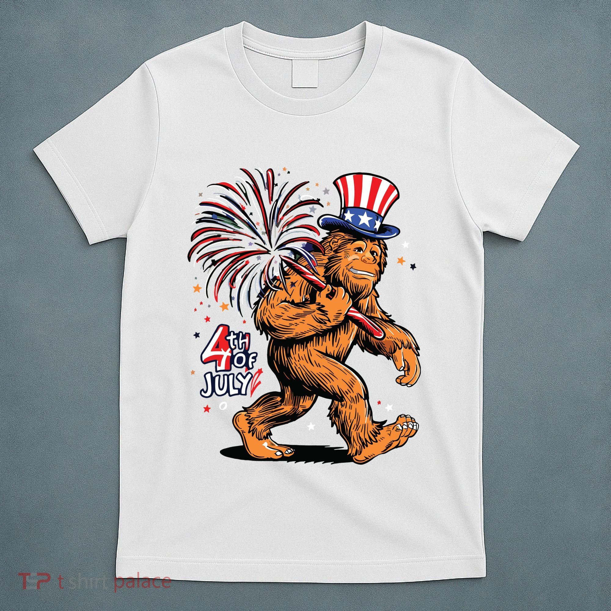 Bigfoot Sasquatch 4th Of July Fireworks T-Shirt