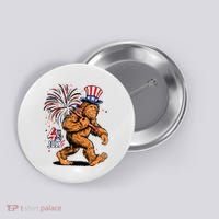 Bigfoot Sasquatch 4th Of July Fireworks Button thumb 0