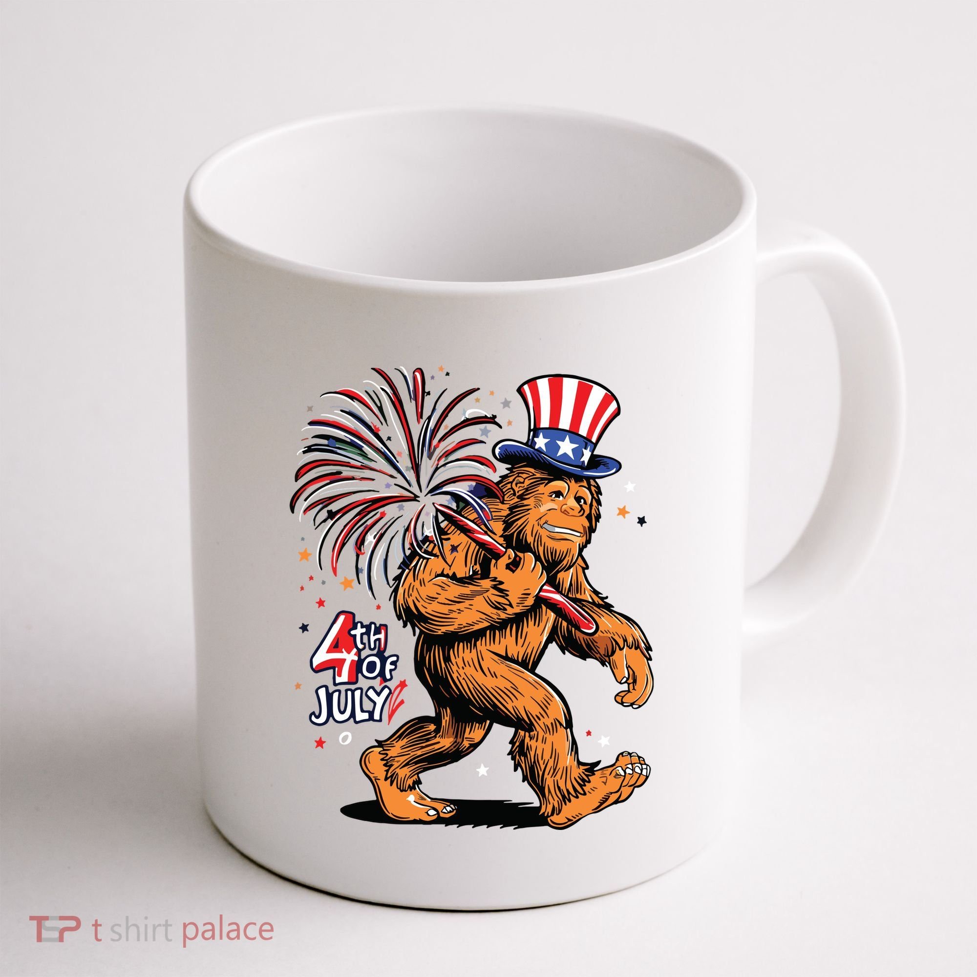 Bigfoot Sasquatch 4th Of July Fireworks Coffee Mug