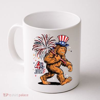 Bigfoot Sasquatch 4th Of July Fireworks Coffee Mug