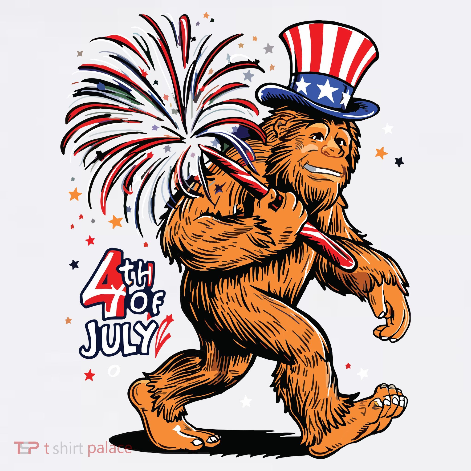 Bigfoot Sasquatch 4th Of July Fireworks Women's Hoodie
