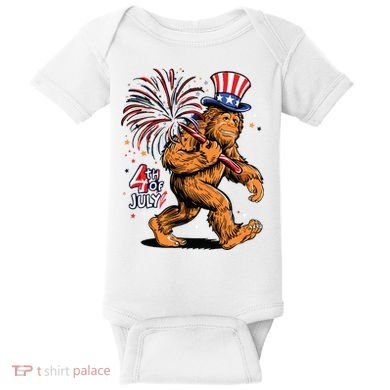 Bigfoot Sasquatch 4th Of July Fireworks Baby Bodysuit