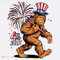 Bigfoot Sasquatch 4th Of July Fireworks Baby Bodysuit thumb 2