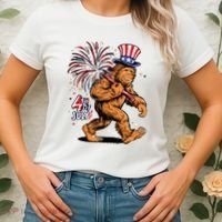 Bigfoot Sasquatch 4th Of July Fireworks Women's T-Shirt thumb 2