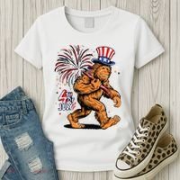 Bigfoot Sasquatch 4th Of July Fireworks Women's T-Shirt thumb 3