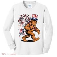 Bigfoot Sasquatch 4th Of July Fireworks Kids Long Sleeve Shirt thumb 0