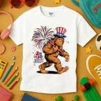Bigfoot Sasquatch 4th Of July Fireworks Kids T-Shirt thumb 3